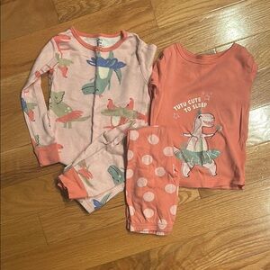 Carter's Pink and Coral Dinosaur Pajama Set